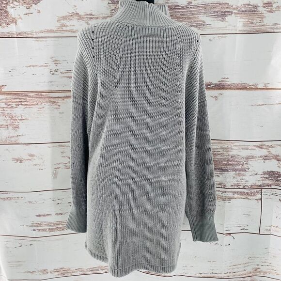NWT RDI Mock Neck Kangaroo Pocket Ribbed Tunic Sweater In Grey Size XS - Picture 4 of 10